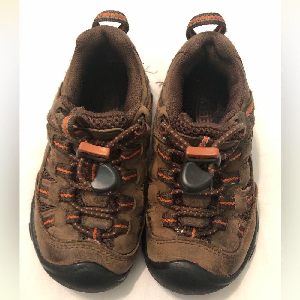 Brown/orange Keen trail shoes. Little boys size 10.